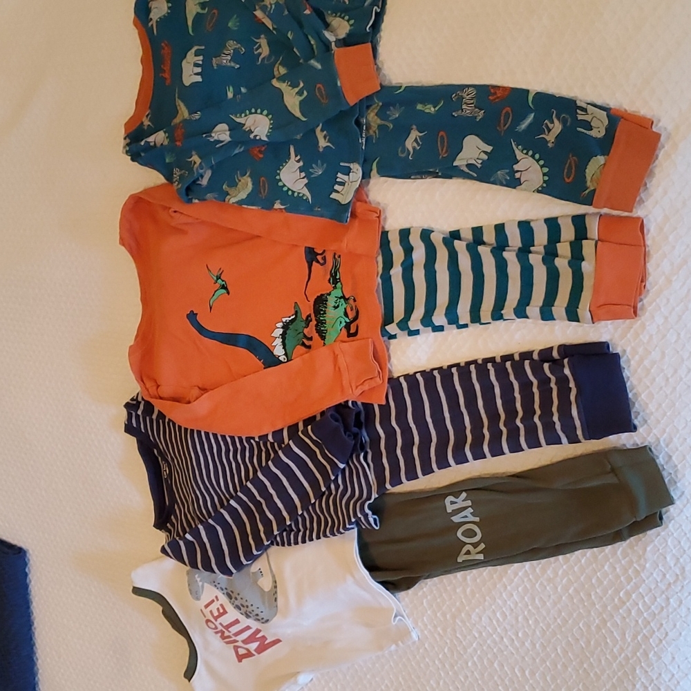 Set of 4 dinosaur/blue pajamas